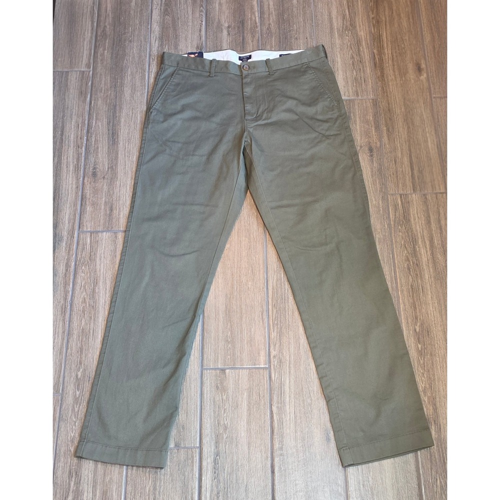 J.Crew Flex Straight Fit Chino Pants Mens 34x34 Olive Green Cotton Stretch New